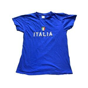 Italia Azzurri Futbol Shirt Adult‎ Medium Embroidered Flag Logo Sportswear Mens